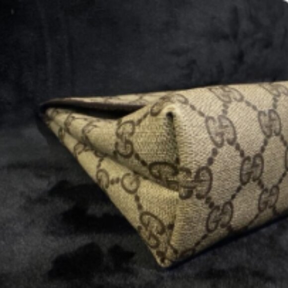 Gucci Vintage pouch purse PVC GG Brown Authentic - Picture 8 of 9